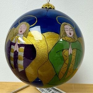 Vintage Li Bien Glass Hand Painted Angel Choir Ball Ornament 2000 With Box